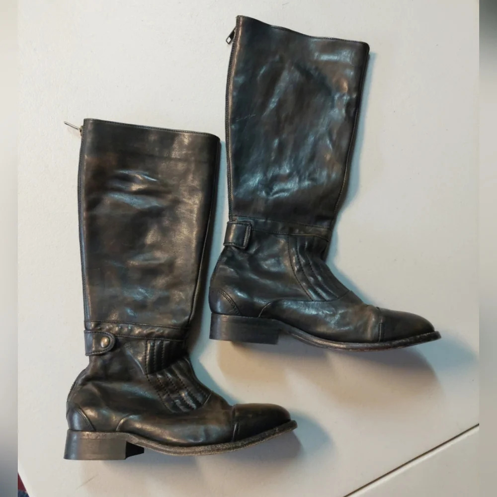 Free People Campus Tall Leather Riding Boots Dark Brown 5.5-6